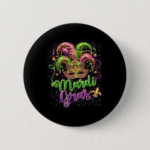 Mardi gras jester mask hat carnival party new 6 cm round badge