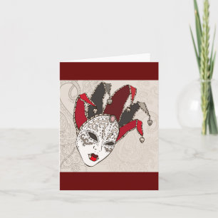 Mardi Gras Jester Mask Venetian Carnival Card
