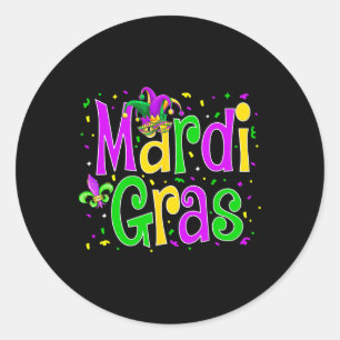 Mardi Gras Jester New Orleans Carnival Outfit Wome Classic Round Sticker