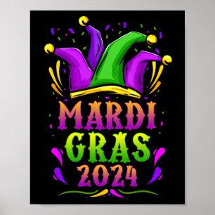 Mardi Gras Jester Outfit Kids Girls Boys Men Women Poster