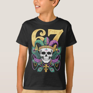 Mardi Gras Jester Skull 67 Carnival Mask Party Fun T-Shirt