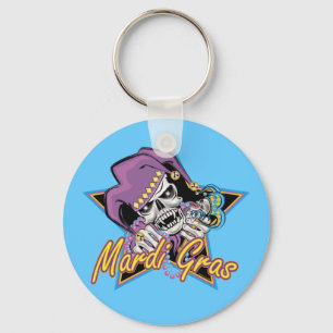 Mardi Gras Jester Skull Key Ring