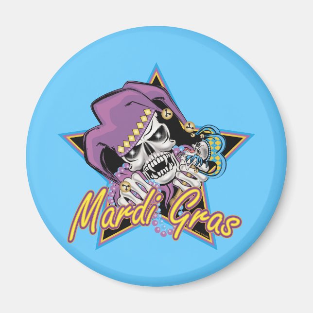 Mardi Gras Jester Skull Magnet (Front)