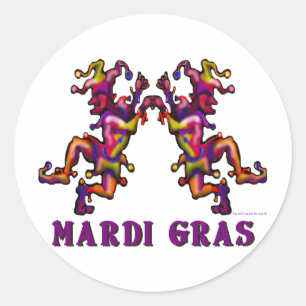 Mardi Gras Jesters Classic Round Sticker