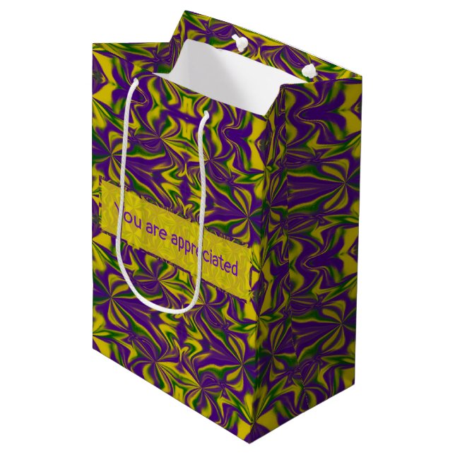 Mardi Gras Kaleidoscope Medium Gift Bag (Front Angled)