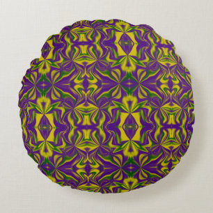 Mardi Gras Kaleidoscope Round Cushion