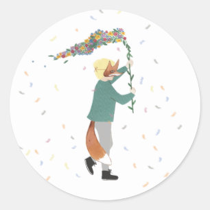 Mardi Gras Kids Carnival Spring Illustration Boy Classic Round Sticker