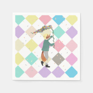 Mardi Gras Kids Carnival Spring Illustration Boy Napkin