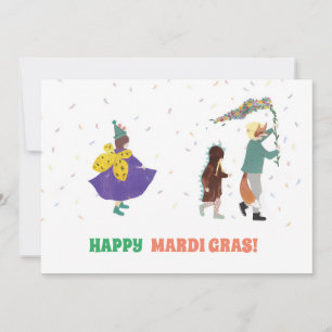 Mardi Gras Kids Carnival Spring Illustration Invitation