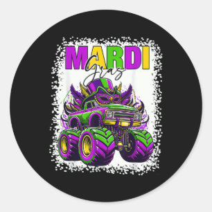 Mardi Gras Kids Outfit Monster Truck 2025 Toddlers Classic Round Sticker