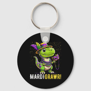 Mardi Gras Kids Shirt T Rex Dinosaur Mardi Grawr C Key Ring
