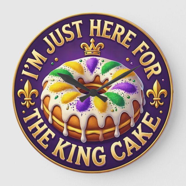 Mardi Gras King Cake Party Large Clock (Front)