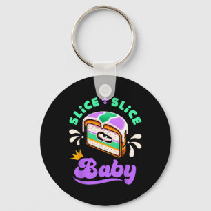 Mardi Gras King Cake Slice Slice By Key Ring