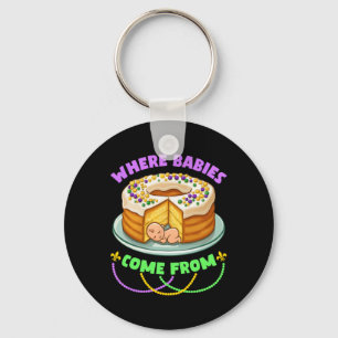 Mardi Gras King Cake Where Bybies Come From Key Ring