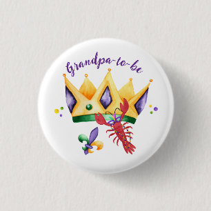 Mardi Gras King Crown Grandpa-to-be 3 Cm Round Badge