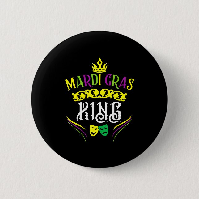 Mardi Gras King Funny New Orleans Party Parade  6 Cm Round Badge (Front)
