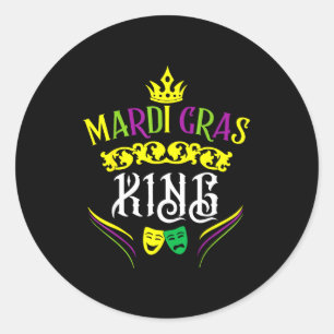 Mardi Gras King Funny New Orleans Party Parade  Classic Round Sticker