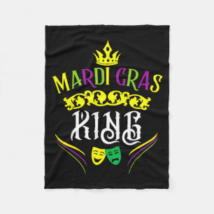 Mardi Gras King Funny New Orleans Party Parade  Fleece Blanket