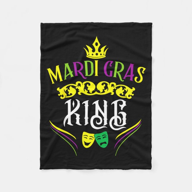 Mardi Gras King Funny New Orleans Party Parade  Fleece Blanket (Front)