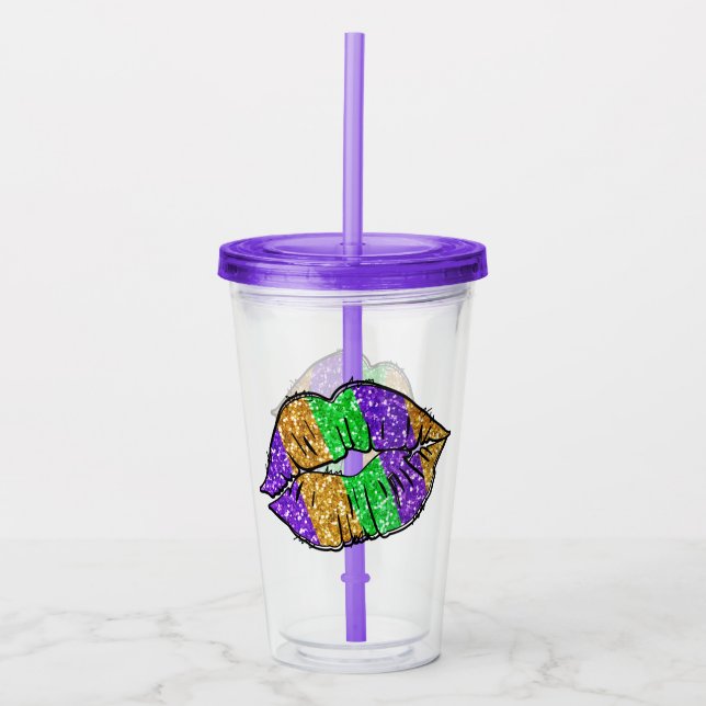 Mardi Gras Kiss Acrylic Tumbler (Front)