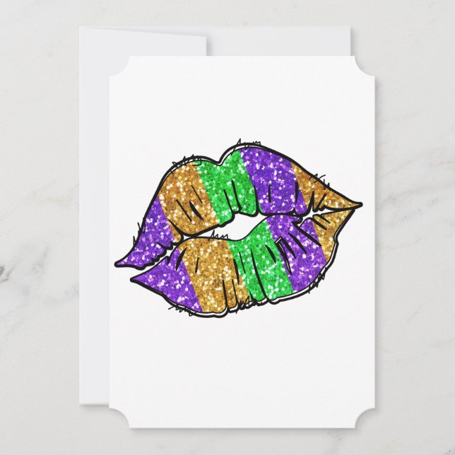 Mardi Gras Kiss Flat Greeting Card (Front)