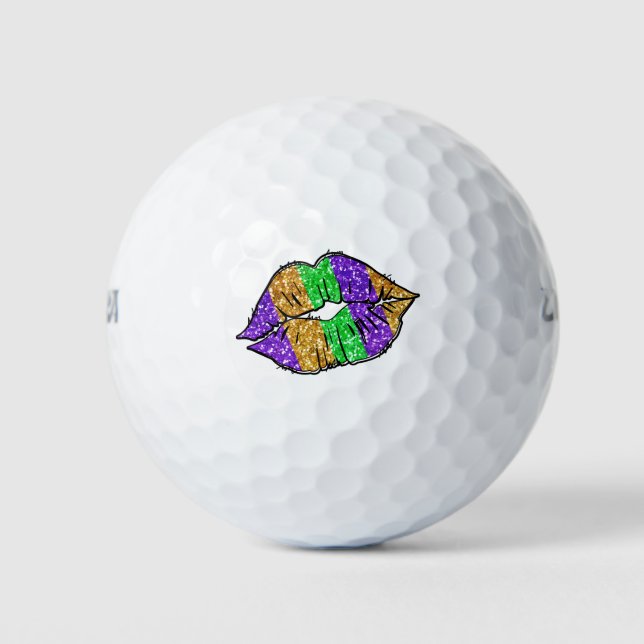 Mardi Gras Kiss Golf Balls (Front)