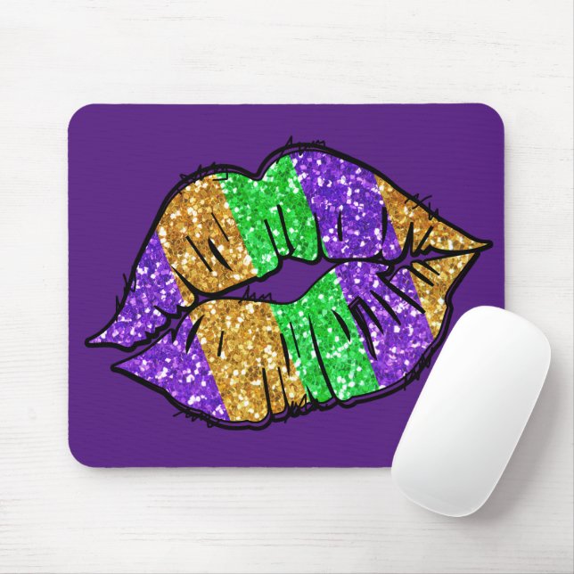 Mardi Gras Kiss Mousepad (With Mouse)
