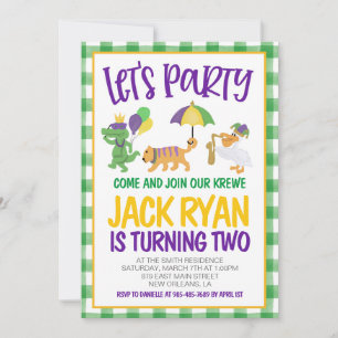 Mardi Gras Krewe Birthday Invitation