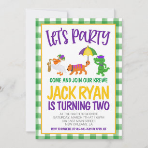 Mardi Gras Krewe Birthday Invitation