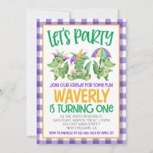 Mardi Gras Krewe First Birthday Invitation