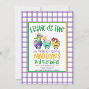 Mardi Gras Krewe Second Birthday Invitation