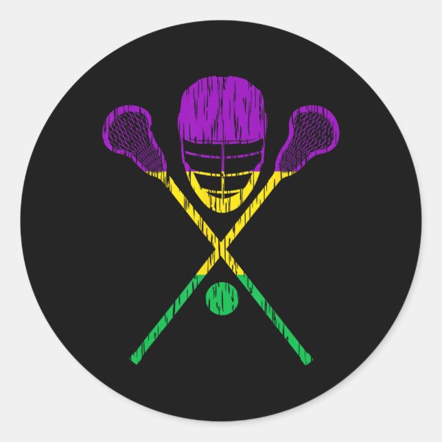 Mardi Gras Lacrosse Sport Carnival Parade Masquera Classic Round Sticker (Front)