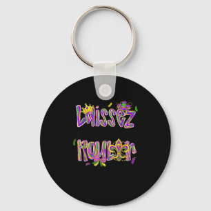 Mardi Gras Laissez Les Bon Temps Rouler Beads Fleu Key Ring