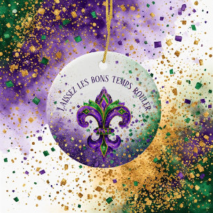 Mardi Gras Laissez Les Bons Temps Rouler Fleur Ceramic Tree Decoration