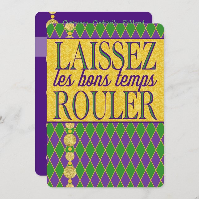 Mardi Gras | Laissez Les Bons Temps Rouler Invitation (Front/Back)