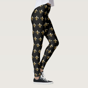 Mardi Gras Leggings fleur de lis black gold