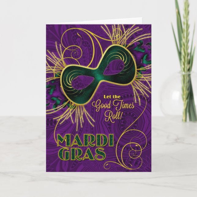 Mardi Gras Let the Good Times Roll! Card (Front)