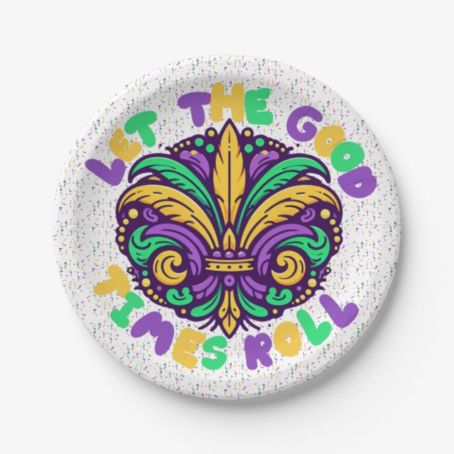 Mardi Gras Let the good times roll Paper Plate (Front)