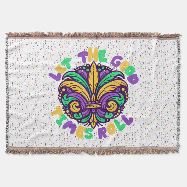 Mardi Gras Let the good times roll Throw Blanket (Front)