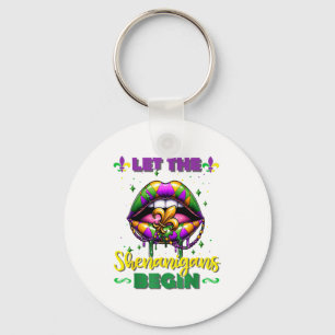 Mardi Gras Let The Shenanigans Begin Lips Kids Men Key Ring