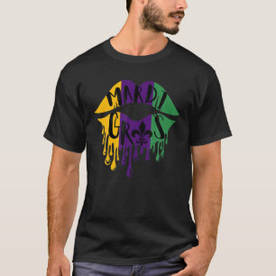 Mardi Gras Lips Fleur-De-Lis Lips Mardi Kiss Carni T-Shirt