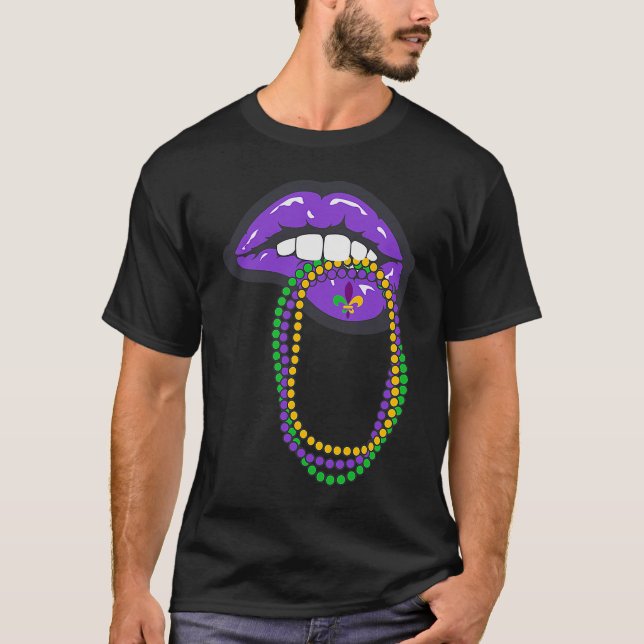 Mardi Gras Lips for Women Lips Queen Carnival Cost T-Shirt (Front)