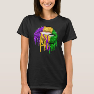 Mardi Gras Lips Funny Festival Party Women Costume T-Shirt