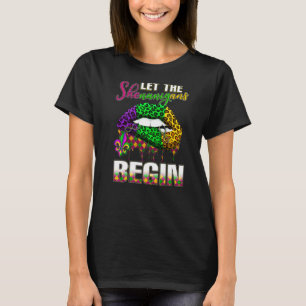Mardi Gras Lips Outfit Costume Women Let Shenaniga T-Shirt