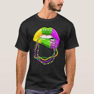 Mardi Gras Lips Queen Beads outfit for women Carni T-Shirt