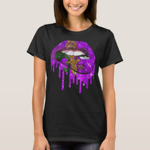 Mardi Gras Lips Queen Carnival Costume Purple & Go T-Shirt