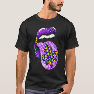 Mardi Gras Lips Queen Carnival Costume Purple & Go T-Shirt