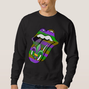 Mardi Gras Lips Queen Carnival Costume Purple Gold Sweatshirt
