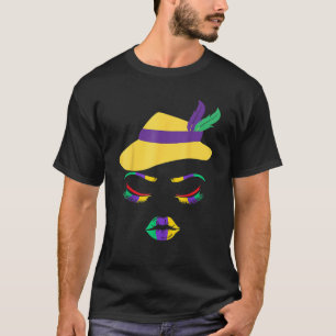 Mardi Gras Lips Woman Face Carnival Parade Masquer T-Shirt