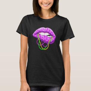 Mardi Gras Lips Women Festival Party Costume Outfi T-Shirt